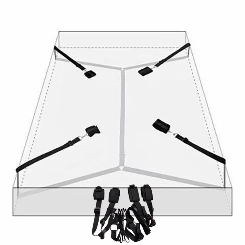 Adults Erotic Bondage Bed Games Sex Equipment Set of Nylon Restraints Handcuffs Ankle Cuffs for Fetish Bdsm Slave Role Play Toys