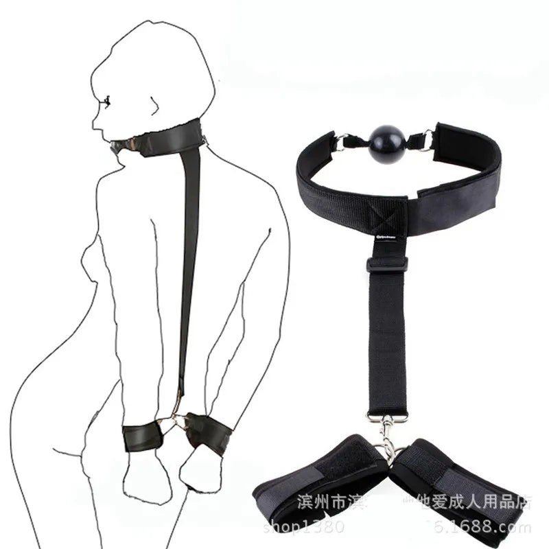 Adults Erotic Bondage Bed Games Sex Equipment Set of Nylon Restraints Handcuffs Ankle Cuffs for Fetish Bdsm Slave Role Play Toys