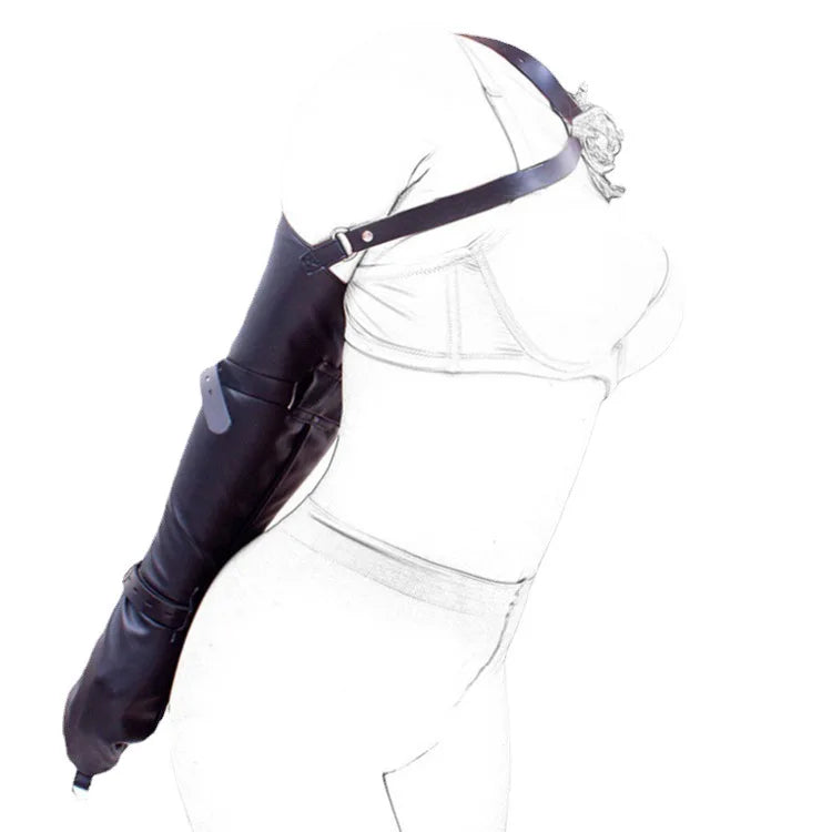 bondage leather glove Zipper Single Glove Armbinder with Over Shoulder Straps Sexy Full Sleeve One Arm Binder Bondage Restraint