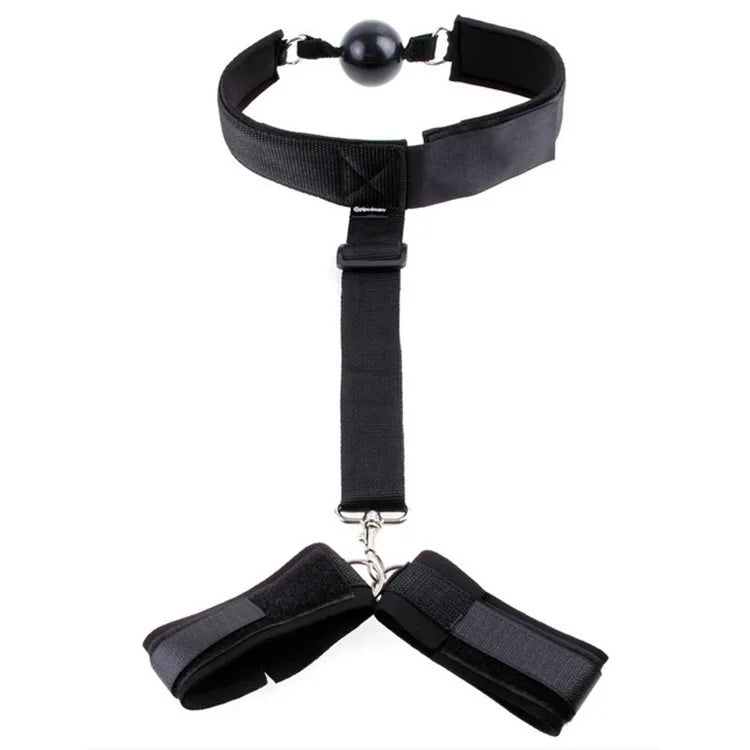 Adult Bondage Gear SM Back Handcuff Restraint Set Mouth Gag Slave Play Sextoy Bondage Kit for Adult Gear Adult Couple Woman 18+