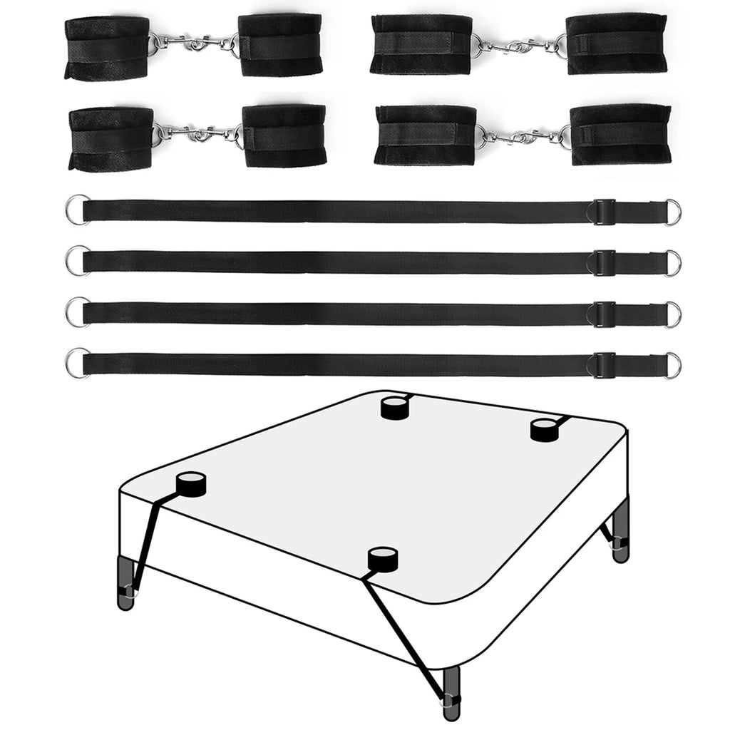 Multi-function Bed Bondage Straps Binding on The Bed Soft 4 Cuffs Different Scenarios Restraints Bondage Play Tools For Couples