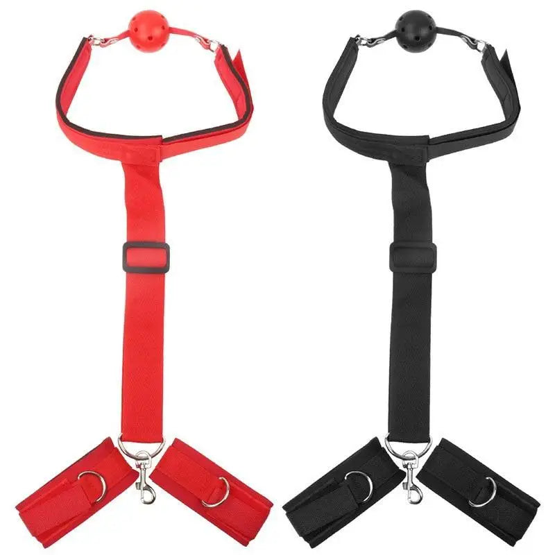 textureComplete Bondage Set Handcuffs Cuffs Strap Whip Rope Mouth Gag Adult Sex Toys for Couples Bedroom Erotic Game