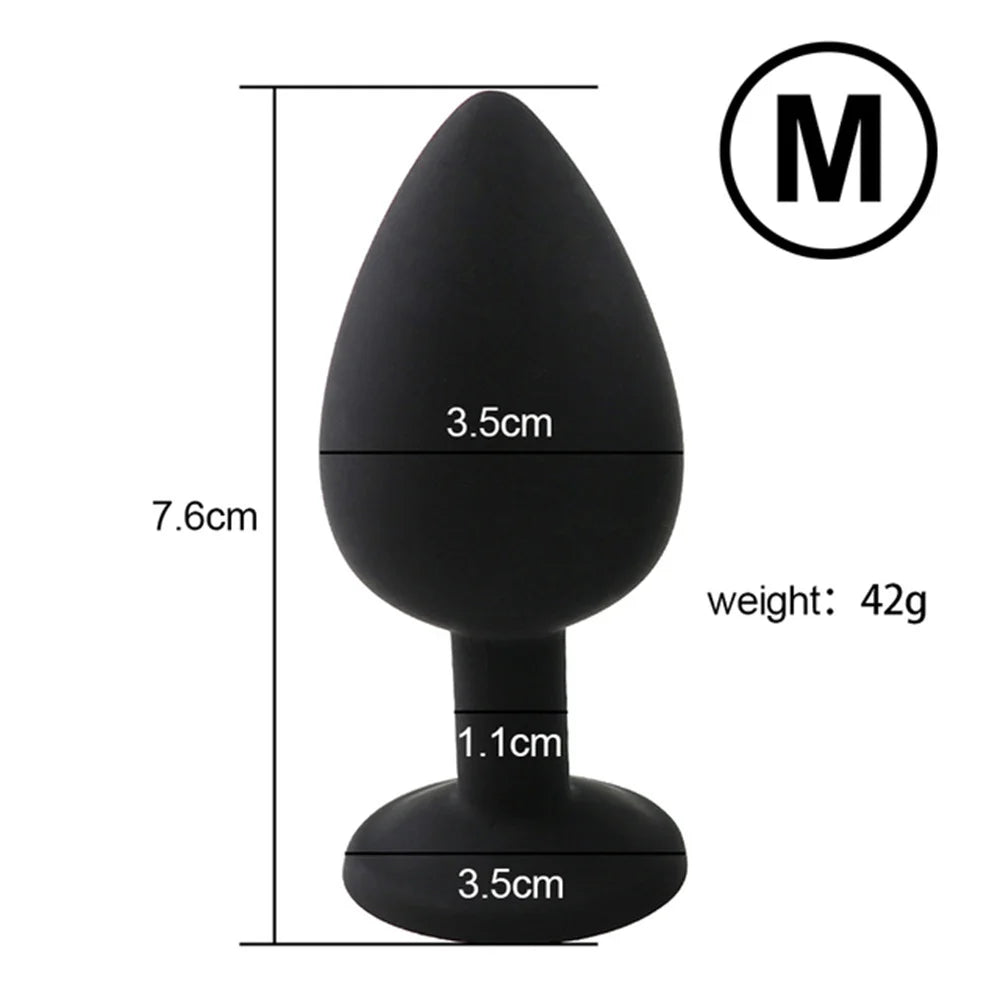 Sex Toy for Women Men Couples Metal Anal Plug Set with Diamond Design 3 Sizes S/M/L Smooth Surface Body Safe Adult Products