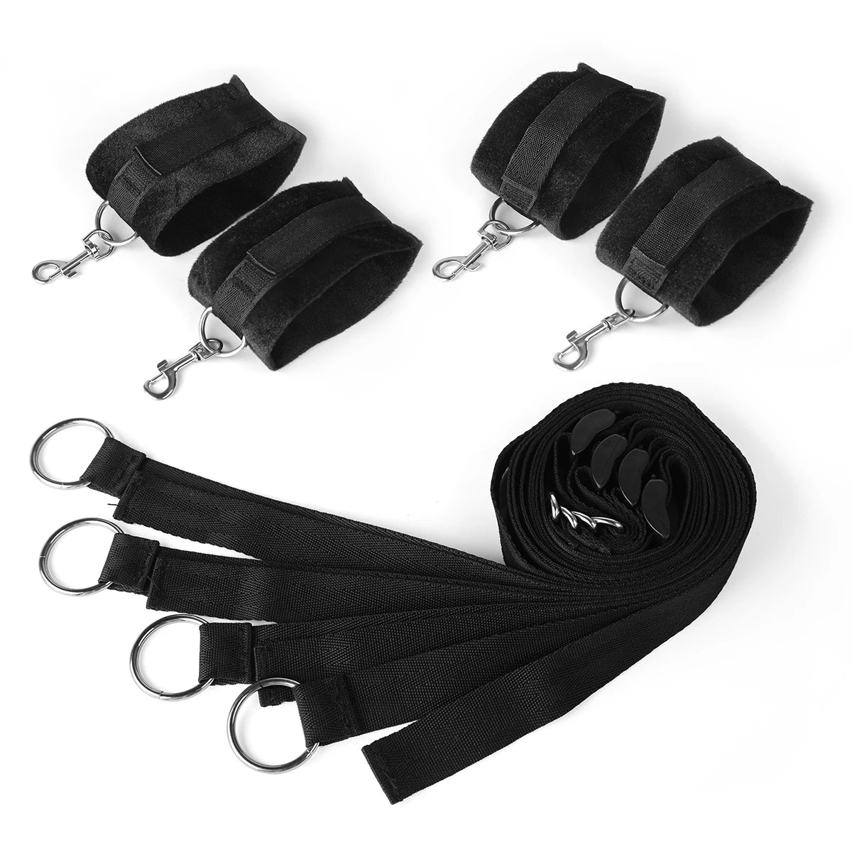 Multi-function Bed Bondage Straps Binding on The Bed Soft 4 Cuffs Different Scenarios Restraints Bondage Play Tools For Couples