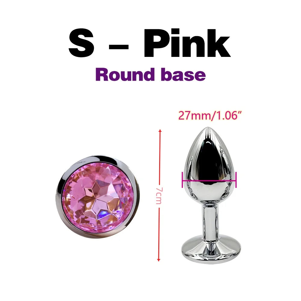 Sex Toy for Women Men Couples Metal Anal Plug Set with Diamond Design 3 Sizes S/M/L Smooth Surface Body Safe Adult Products