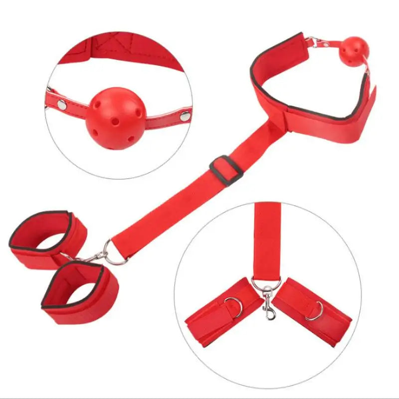 textureComplete Bondage Set Handcuffs Cuffs Strap Whip Rope Mouth Gag Adult Sex Toys for Couples Bedroom Erotic Game