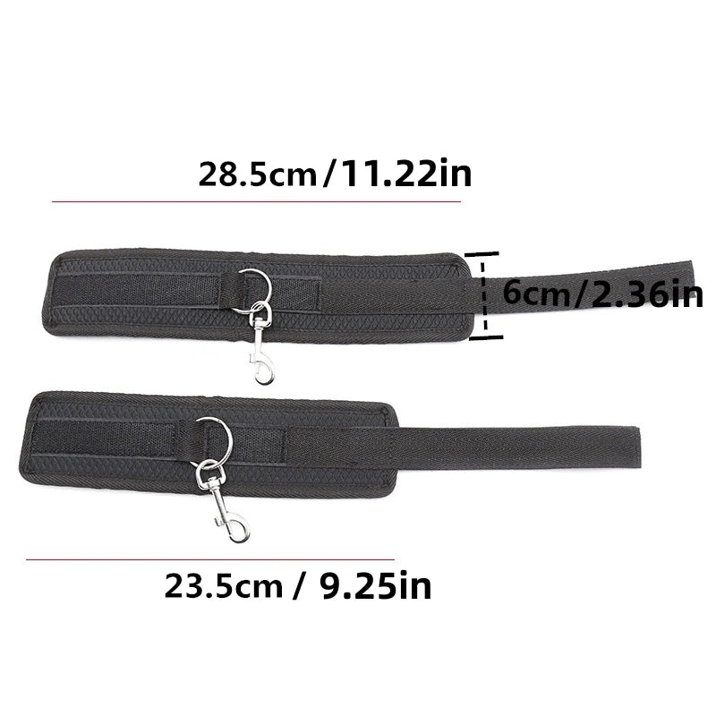 Restraint Set BDSM Bondage Handcuffs & Ankle Cuffs Slave On The Bed Open Leg Flirt Sex Toys For Women Couples Erotic Adult Game
