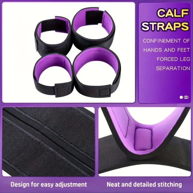 Bondage Set Adjustable Leg Spreader | Soft Padded Restraint Kit Wrist Ankle Cuffs for Couple Adult Games
