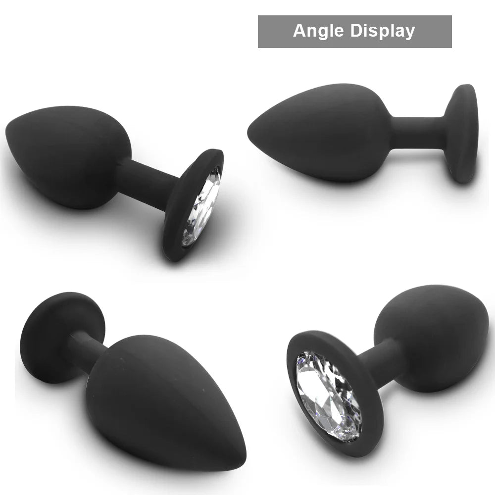 Sex Toy for Women Men Couples Metal Anal Plug Set with Diamond Design 3 Sizes S/M/L Smooth Surface Body Safe Adult Products