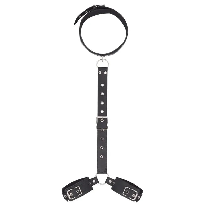 BDSM Bondage Restraint Kit for Couples – Adjustable Neck Collar & Wrist Cuffs Set (SM Sex Toys for Women & Men)