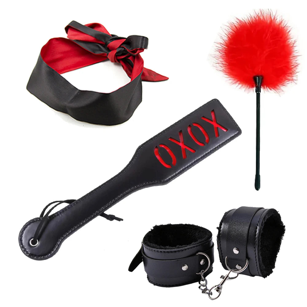 BDSM Bondage Kit for Couples Erotic Sex Toys with Slave Collars Obedience Handcuffs Bandage Restraints for Master And Adult Game