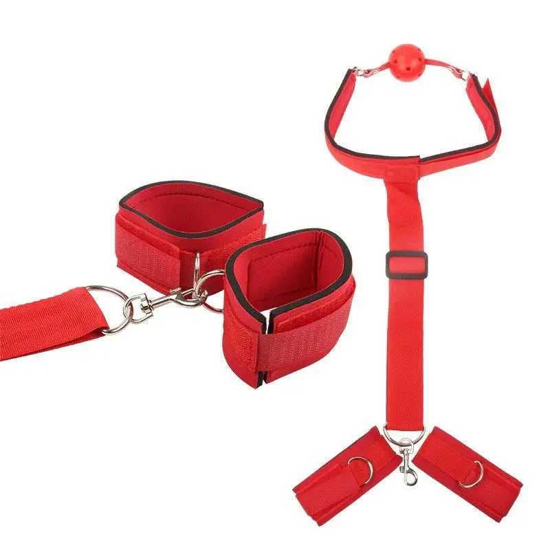 textureComplete Bondage Set Handcuffs Cuffs Strap Whip Rope Mouth Gag Adult Sex Toys for Couples Bedroom Erotic Game