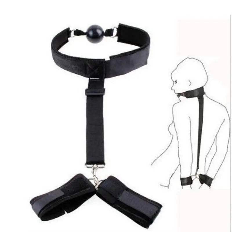 textureComplete Bondage Set Handcuffs Cuffs Strap Whip Rope Mouth Gag Adult Sex Toys for Couples Bedroom Erotic Game