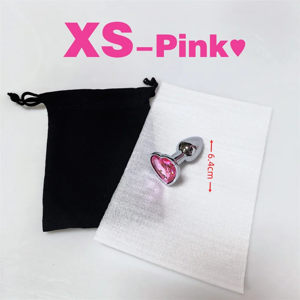 Sex Toy for Women Men Couples Metal Anal Plug Set with Diamond Design 3 Sizes S/M/L Smooth Surface Body Safe Adult Products