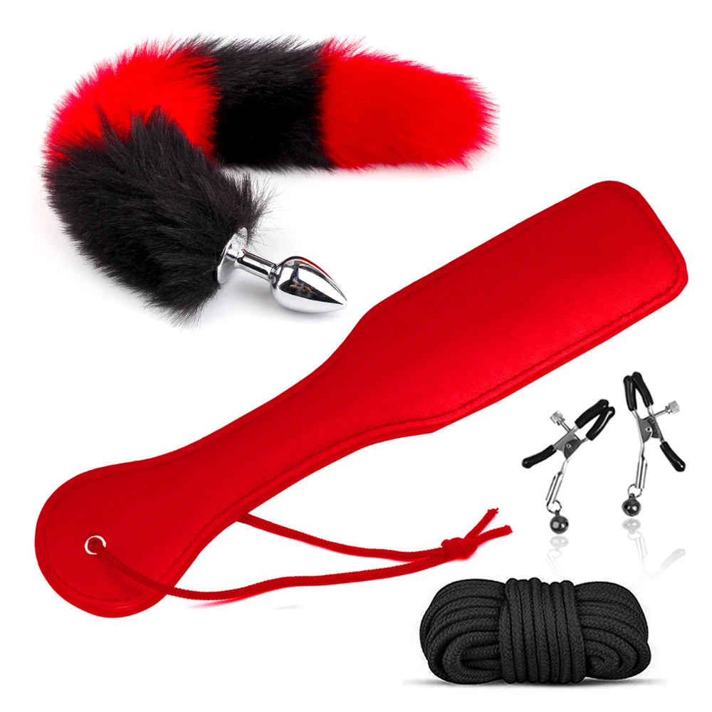 BDSM Bondage Kit for Couples Erotic Sex Toys with Slave Collars Obedience Handcuffs Bandage Restraints for Master And Adult Game