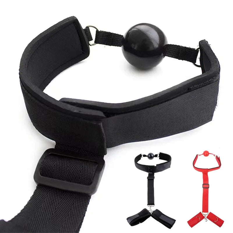 Adult Bondage Gear SM Back Handcuff Restraint Set Mouth Gag Slave Play Sextoy Bondage Kit for Adult Gear Adult Couple Woman 18+