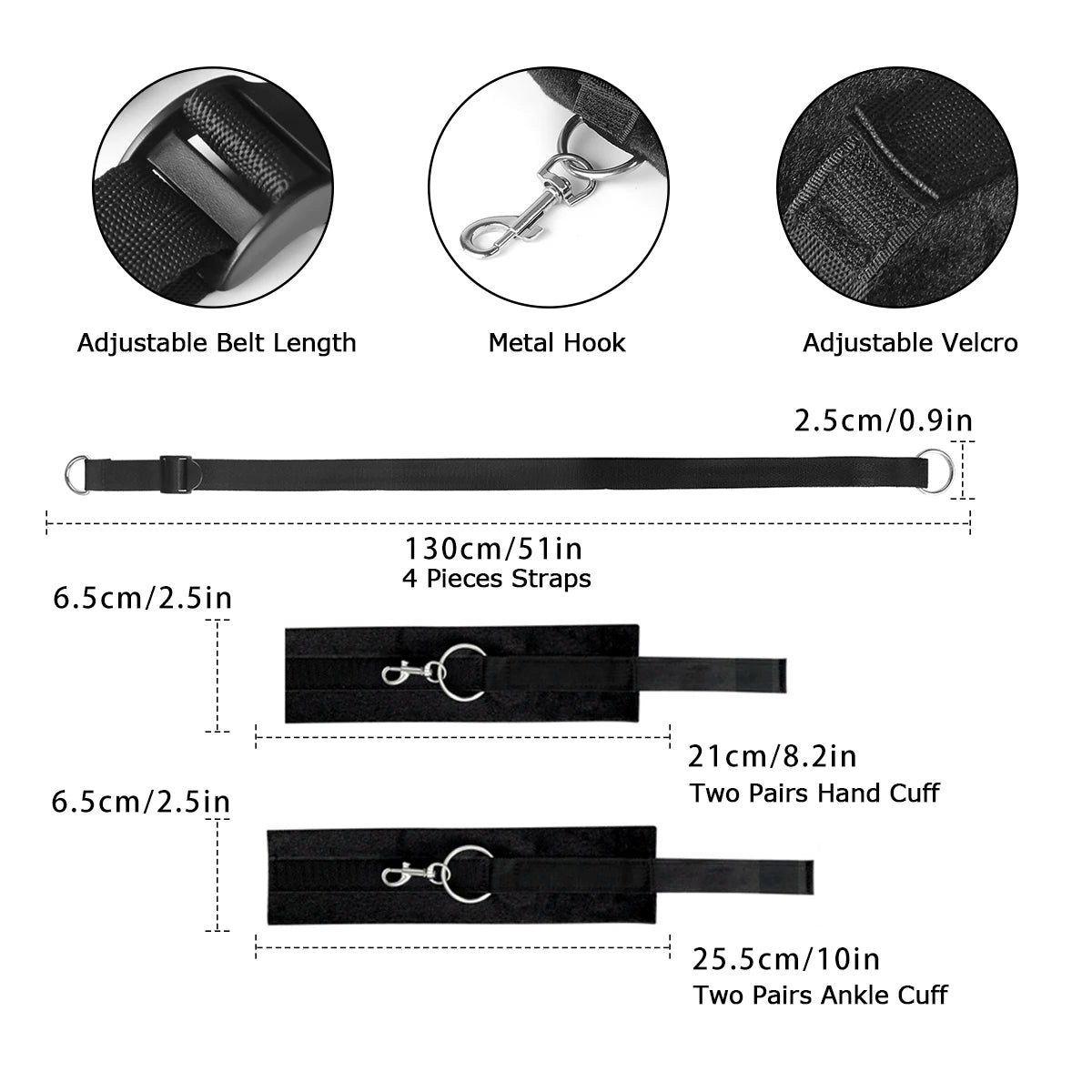 Multi-function Bed Bondage Straps Binding on The Bed Soft 4 Cuffs Different Scenarios Restraints Bondage Play Tools For Couples