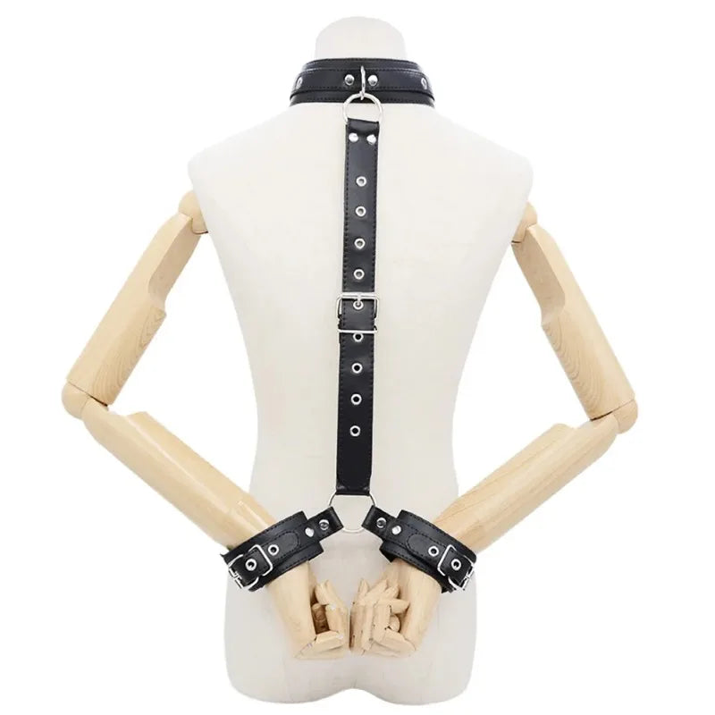 BDSM Bondage Restraint Kit for Couples – Adjustable Neck Collar & Wrist Cuffs Set (SM Sex Toys for Women & Men)