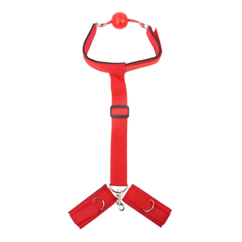 Adult Bondage Gear SM Back Handcuff Restraint Set Mouth Gag Slave Play Sextoy Bondage Kit for Adult Gear Adult Couple Woman 18+